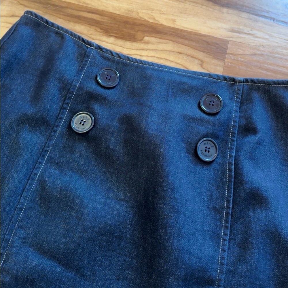 Nine & Company Denim Skirt Size 8 | Stretch A-Line | Nautical Button Detail - Picture 3 of 6
